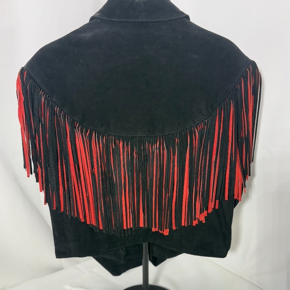 Vintage Adler cropped suede black fringed medium jacket - Picture 2 of 3
